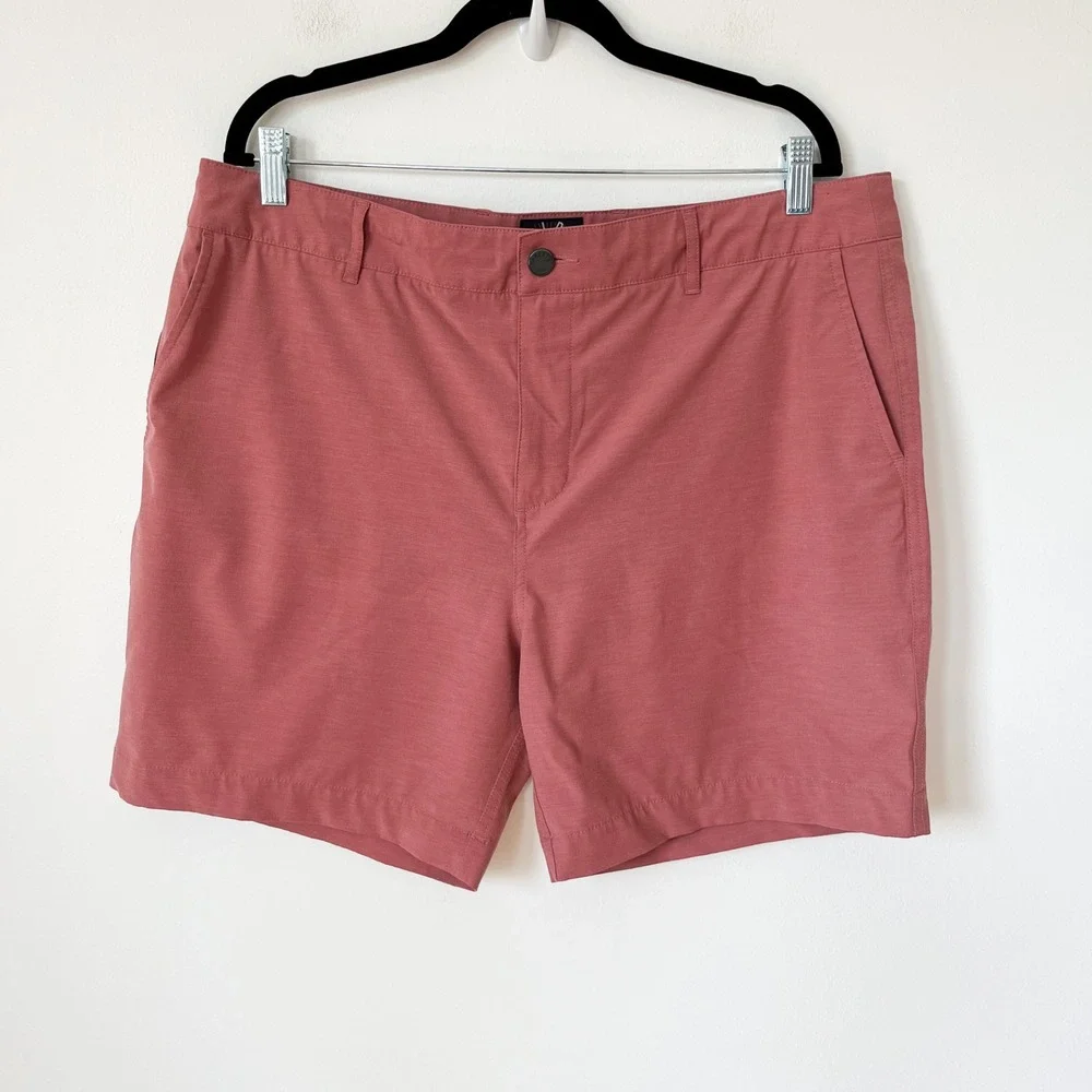 Faherty All Day Shorts Mens 36 Pink Hybrid Performance